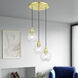 Downtown 3 Light 16 inch Satin Brass Multi Pendant Ceiling Light, Sphere