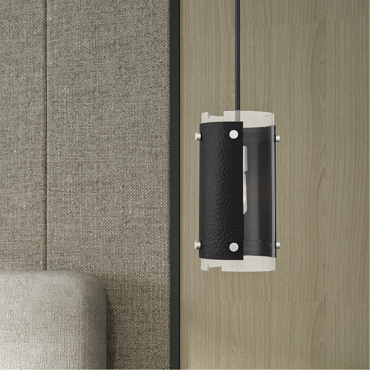 Barcelona 1 Light 8 inch Black with Brushed Nickel Accents Pendant Ceiling Light