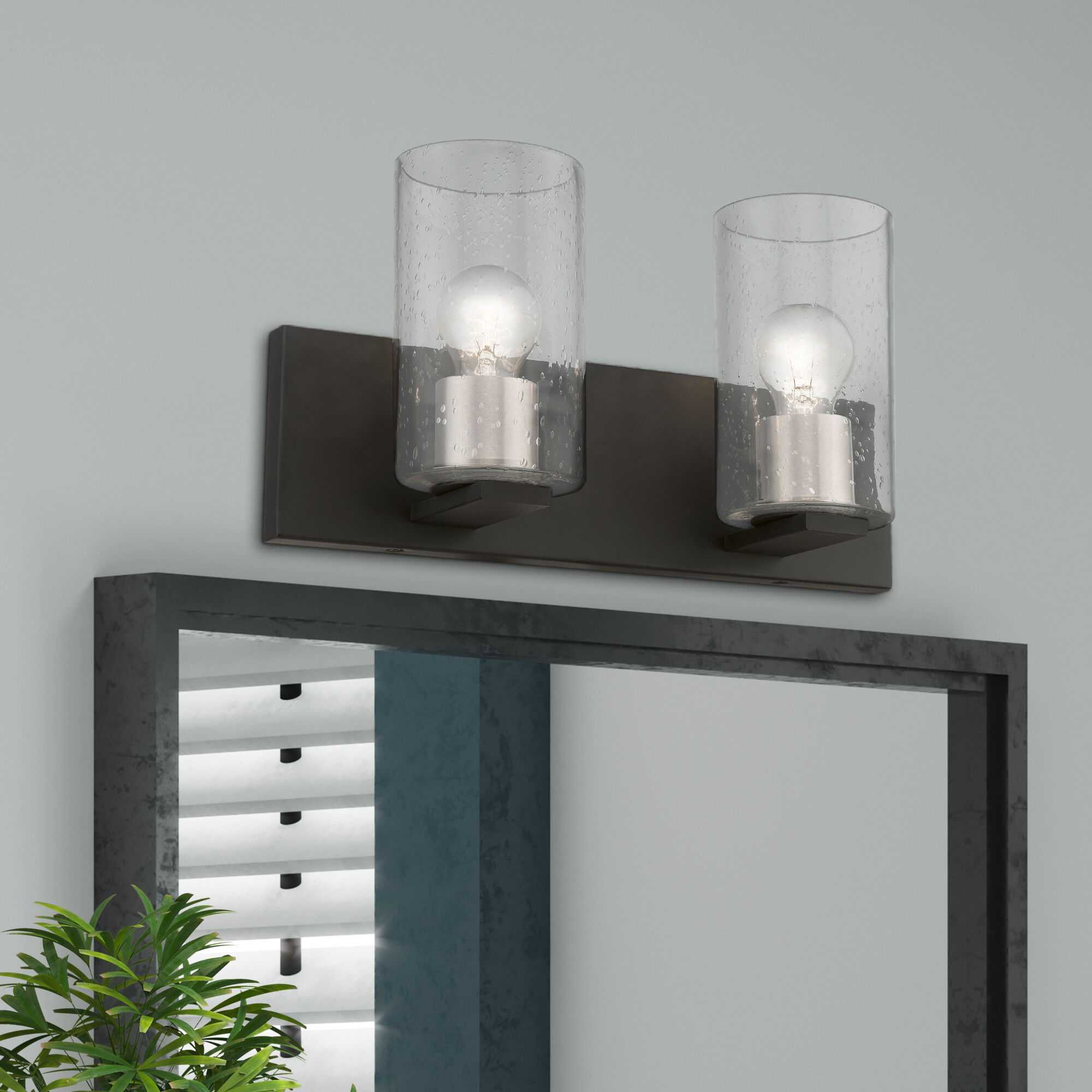 Zurich 2 Light 15 inch Black with Brushed Nickel Accents Vanity Sconce Wall Light
