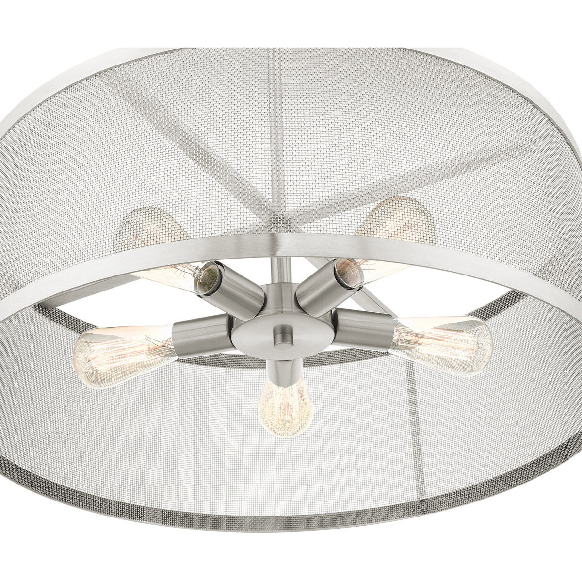 Industro 5 Light 25 inch Brushed Nickel Chandelier Ceiling Light