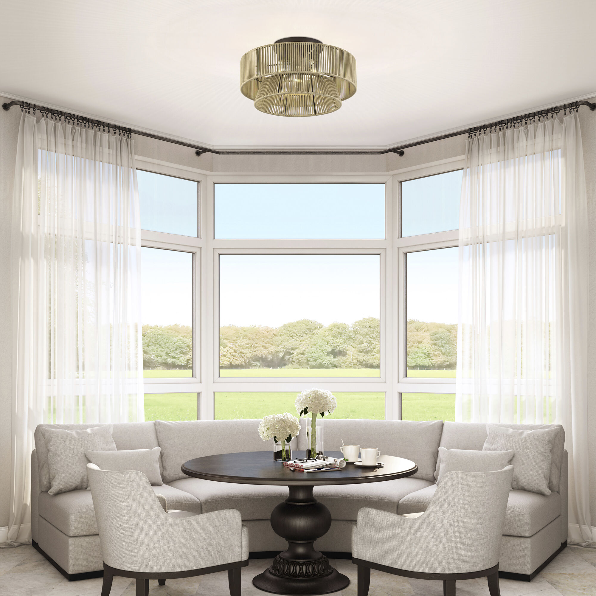 Florell 3 Light 18 inch English Bronze Semi Flush Mount Ceiling Light, Large