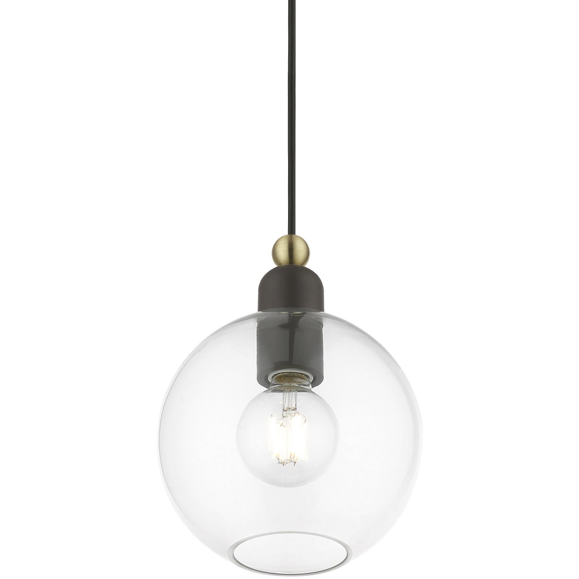 Downtown 1 Light 8 inch Bronze with Antique Brass Accents Pendant Ceiling Light, Sphere