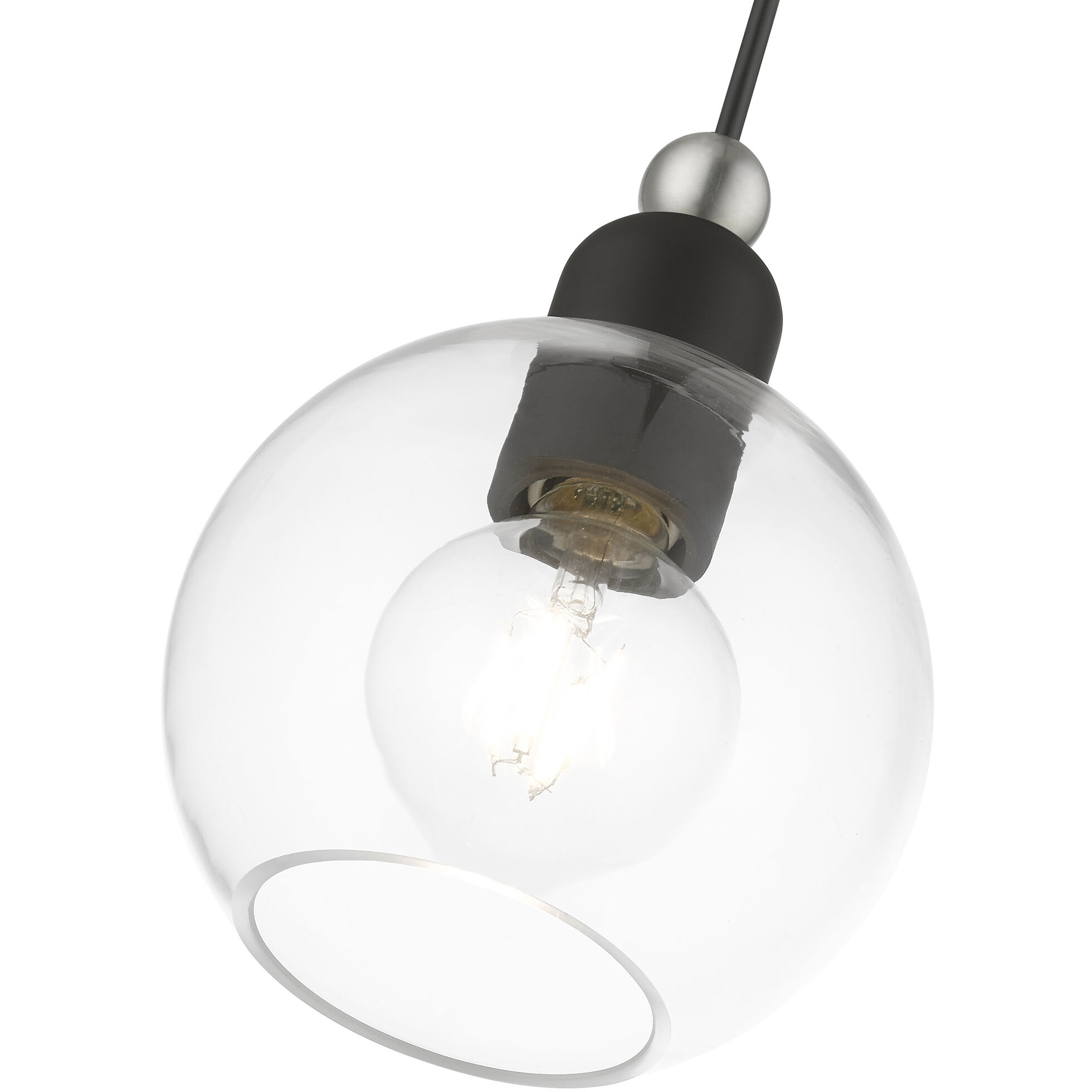 Downtown 1 Light 6.5 inch Black with Brushed Nickel Accents Mini Pendant Ceiling Light, Sphere