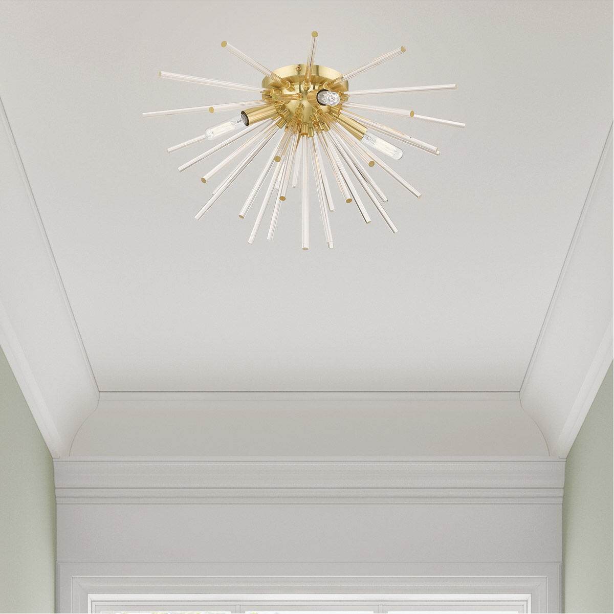 Utopia 4 Light 20 inch Satin Brass Flush Mount Ceiling Light