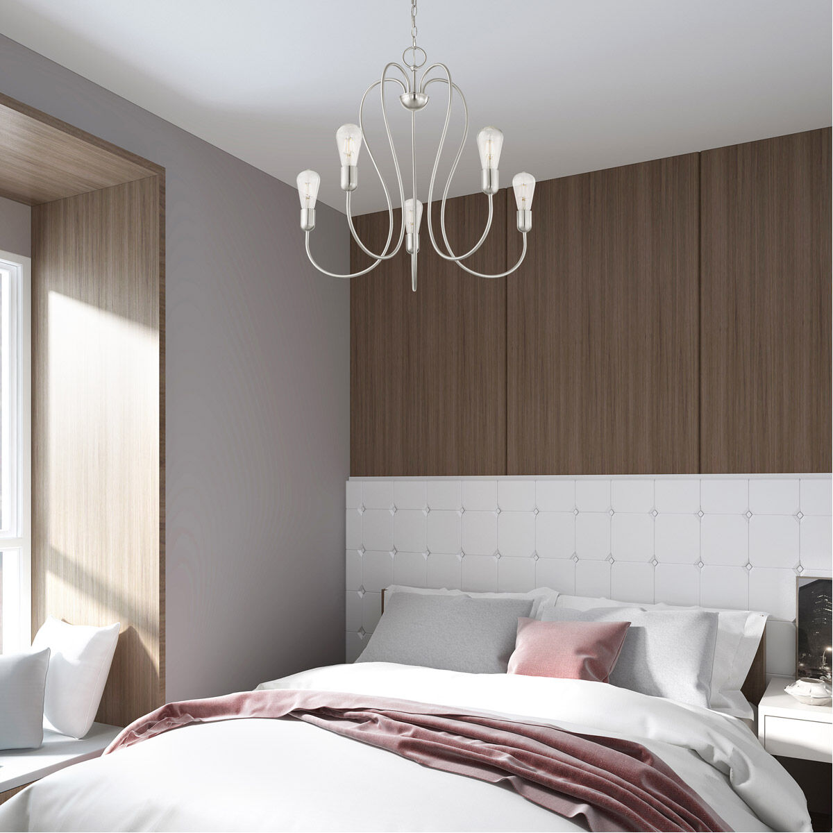 Lucerne 5 Light 24 inch Brushed Nickel Chandelier Ceiling Light