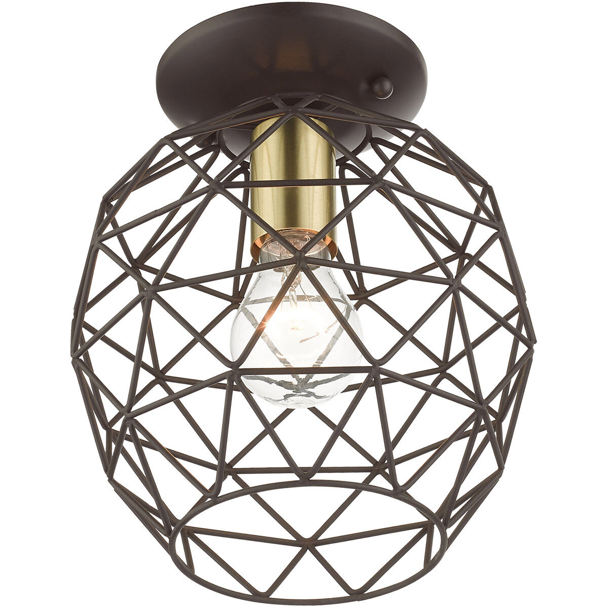 Geometrix 1 Light 8 inch Bronze Flush Mount Ceiling Light