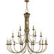 Estate 21 Light 42 inch Antique Gold Leaf Chandelier Ceiling Light, Extra Large
