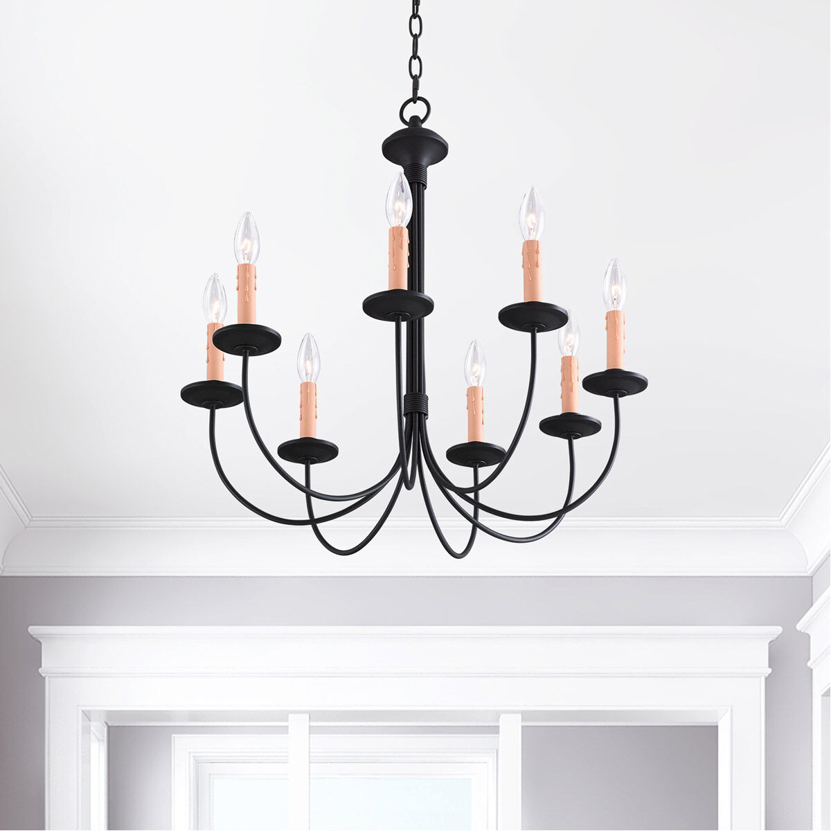 Heritage 8 Light 24 inch Black Chandelier Ceiling Light