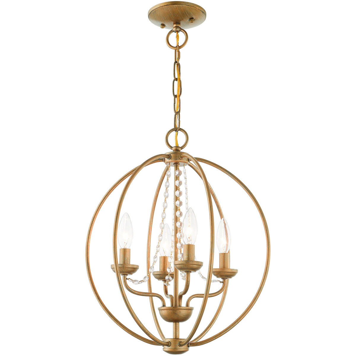 Arabella 4 Light 15 inch Antique Gold Leaf Convertible Mini Chandelier/Ceiling Mount Ceiling Light