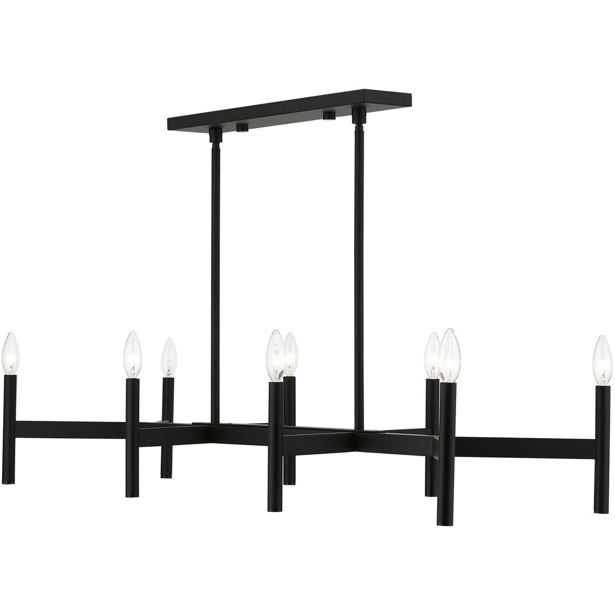 Copenhagen 8 Light 40 inch Black Linear Chandelier Ceiling Light