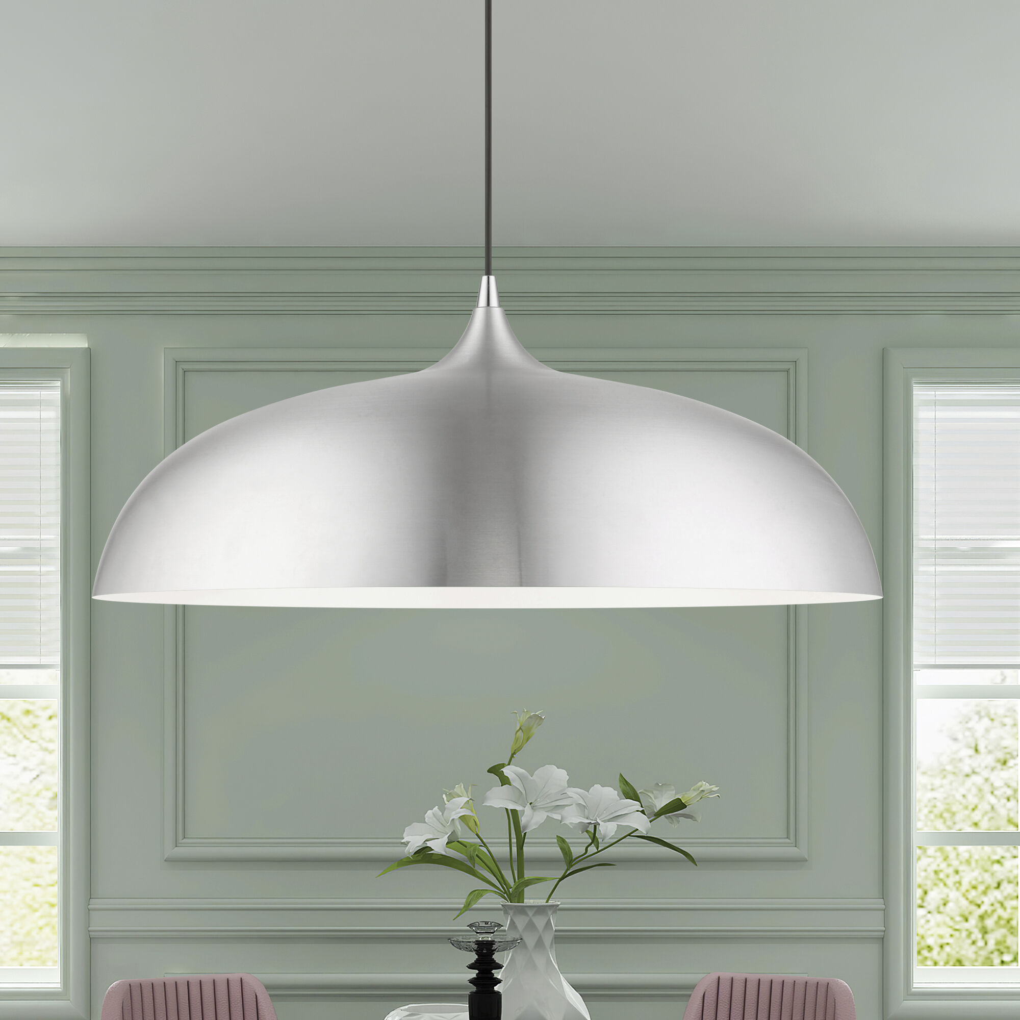 Amador 3 Light 23.75 inch Brushed Aluminum with Polished Chrome Accents Pendant Ceiling Light, Large