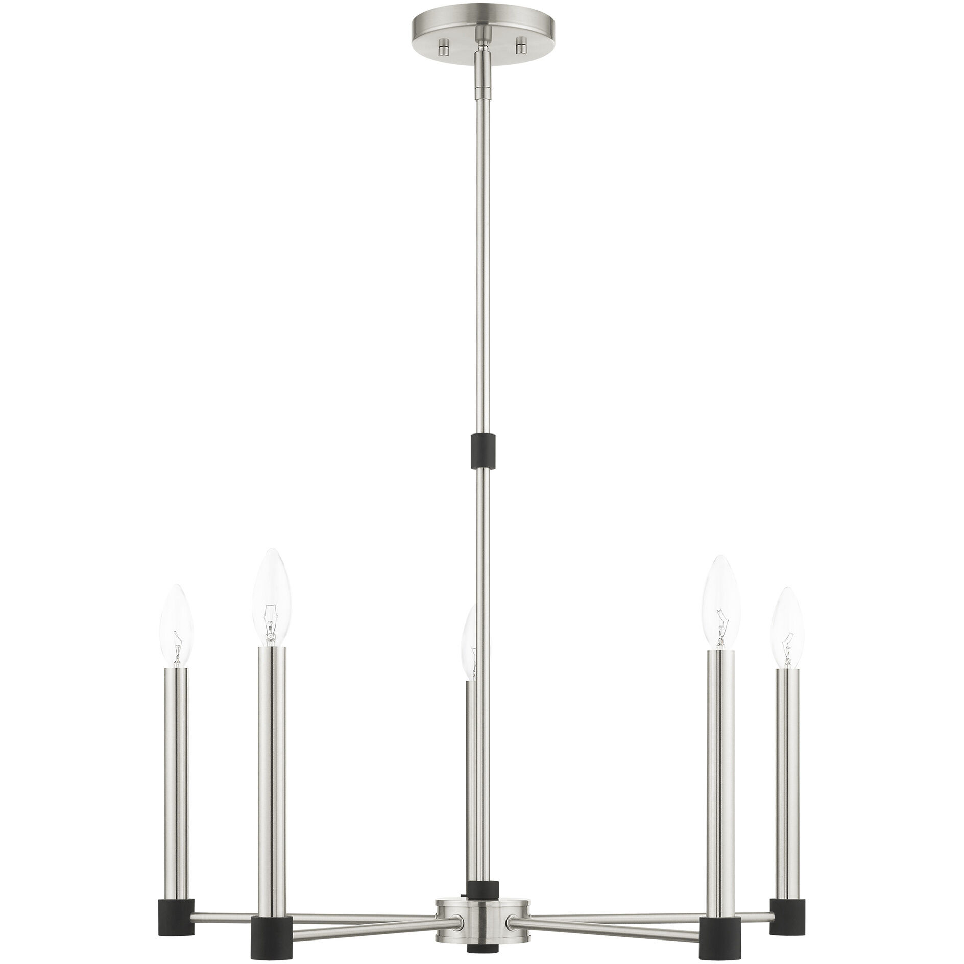 Karlstad 5 Light 24 inch Brushed Nickel with Satin Brass Accents Chandelier Ceiling Light