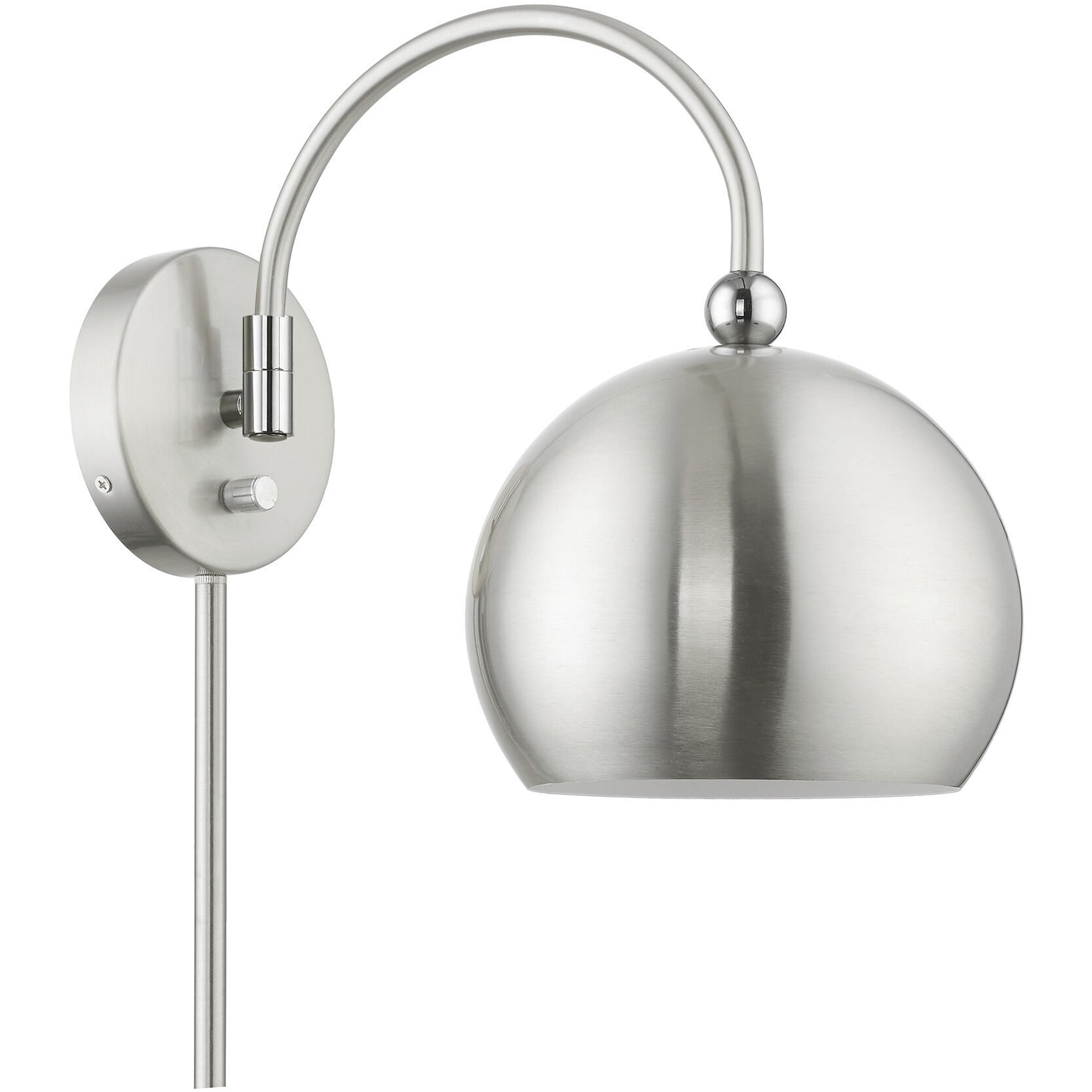 Stockton 15 inch 60.00 watt Brushed Nickel with Polished Chrome Accents Swing Arm Wall Lamp Wall Light