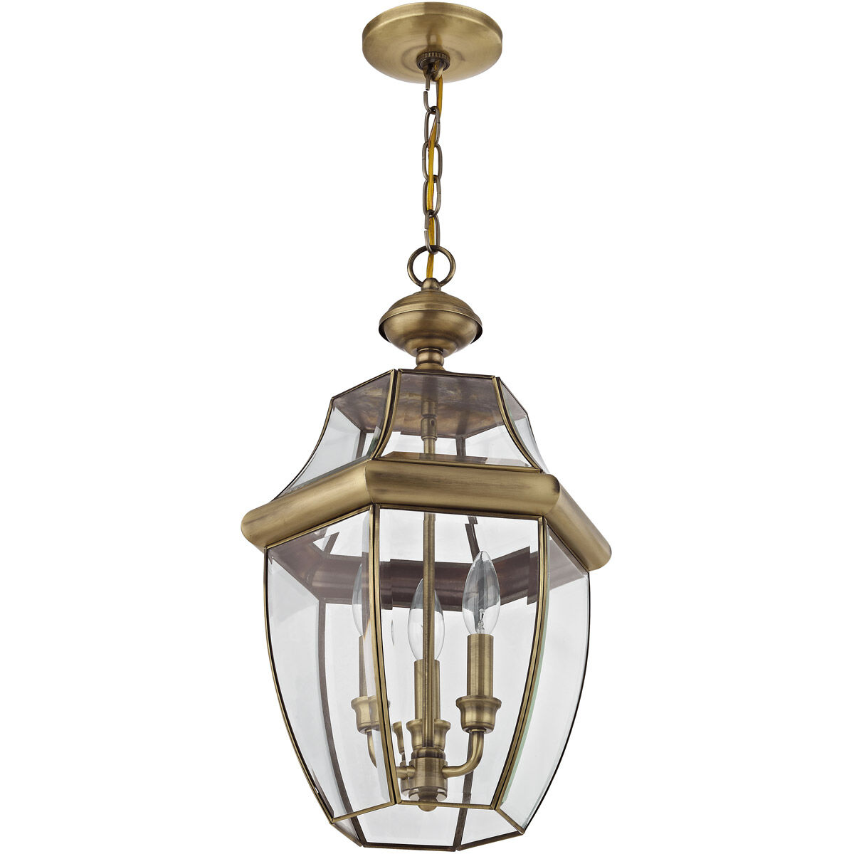 Monterey 3 Light 13 inch Antique Brass Outdoor Pendant Lantern
