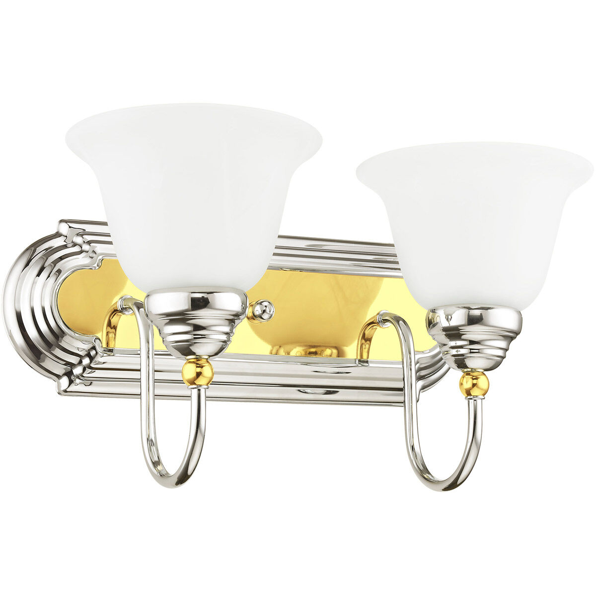Belmont 2 Light 14 inch Polished Chrome & Polished Brass Bath Vanity Wall Light