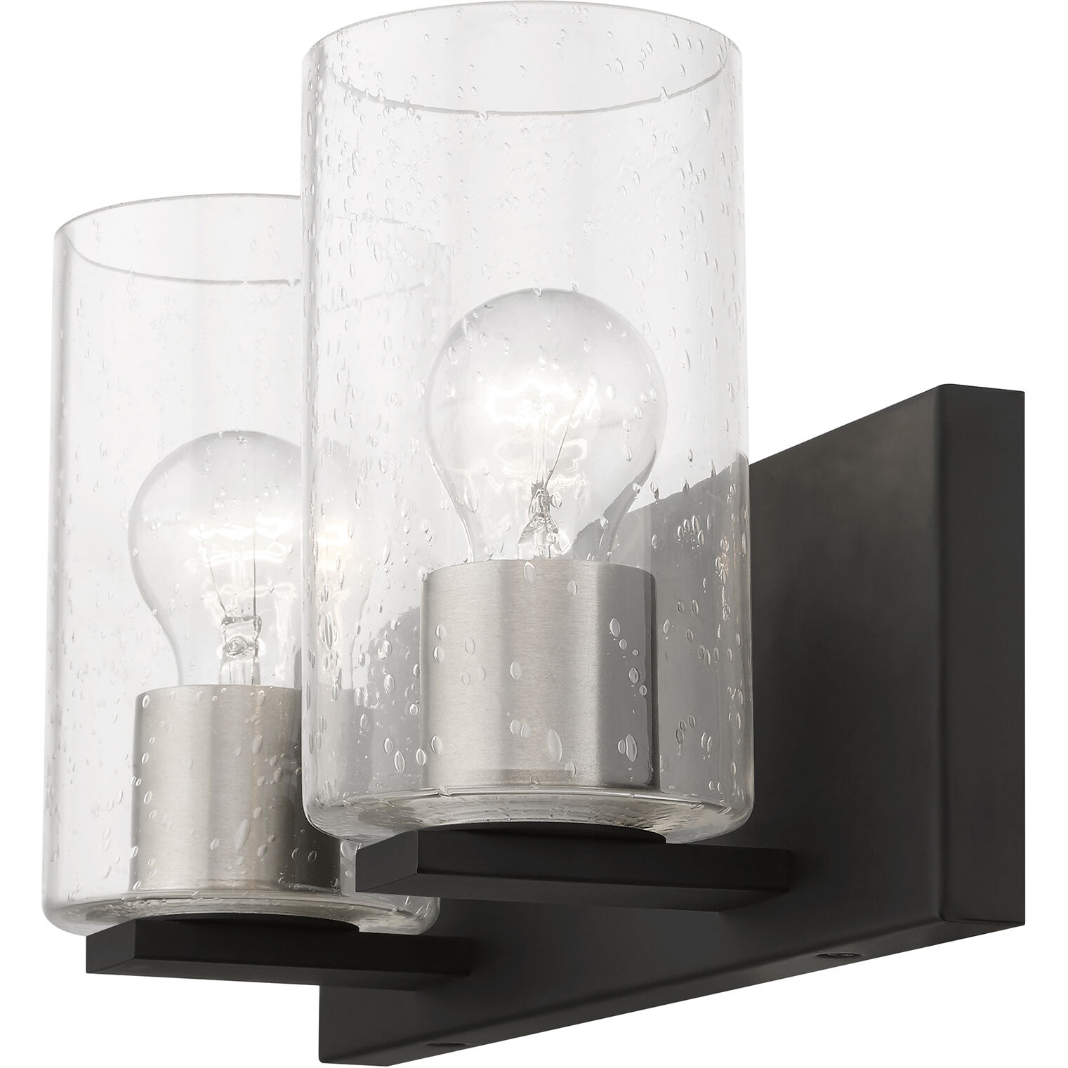 Zurich 2 Light 15 inch Black with Brushed Nickel Accents Vanity Sconce Wall Light