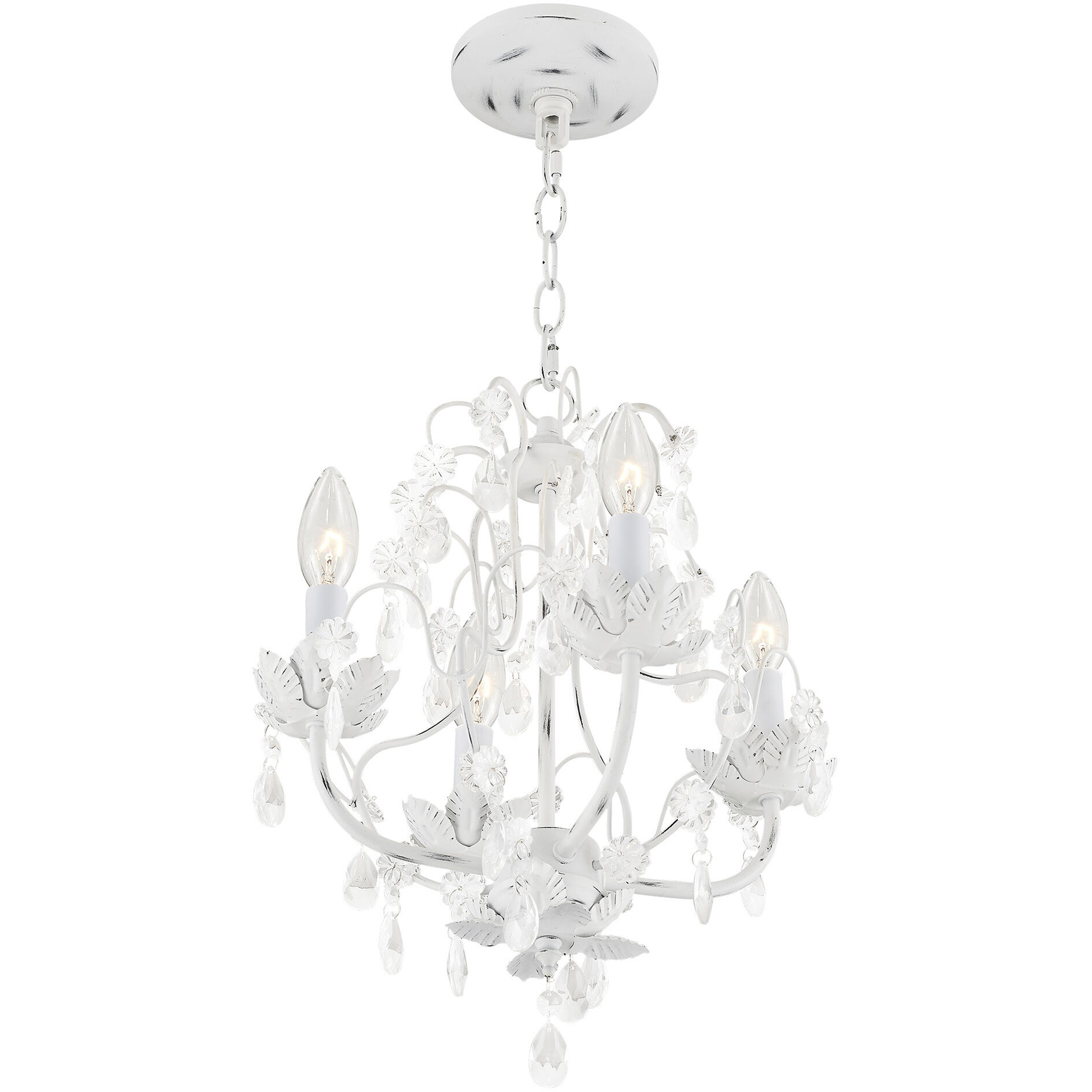 Athena 4 Light 14 inch Antique White Chandelier Ceiling Light