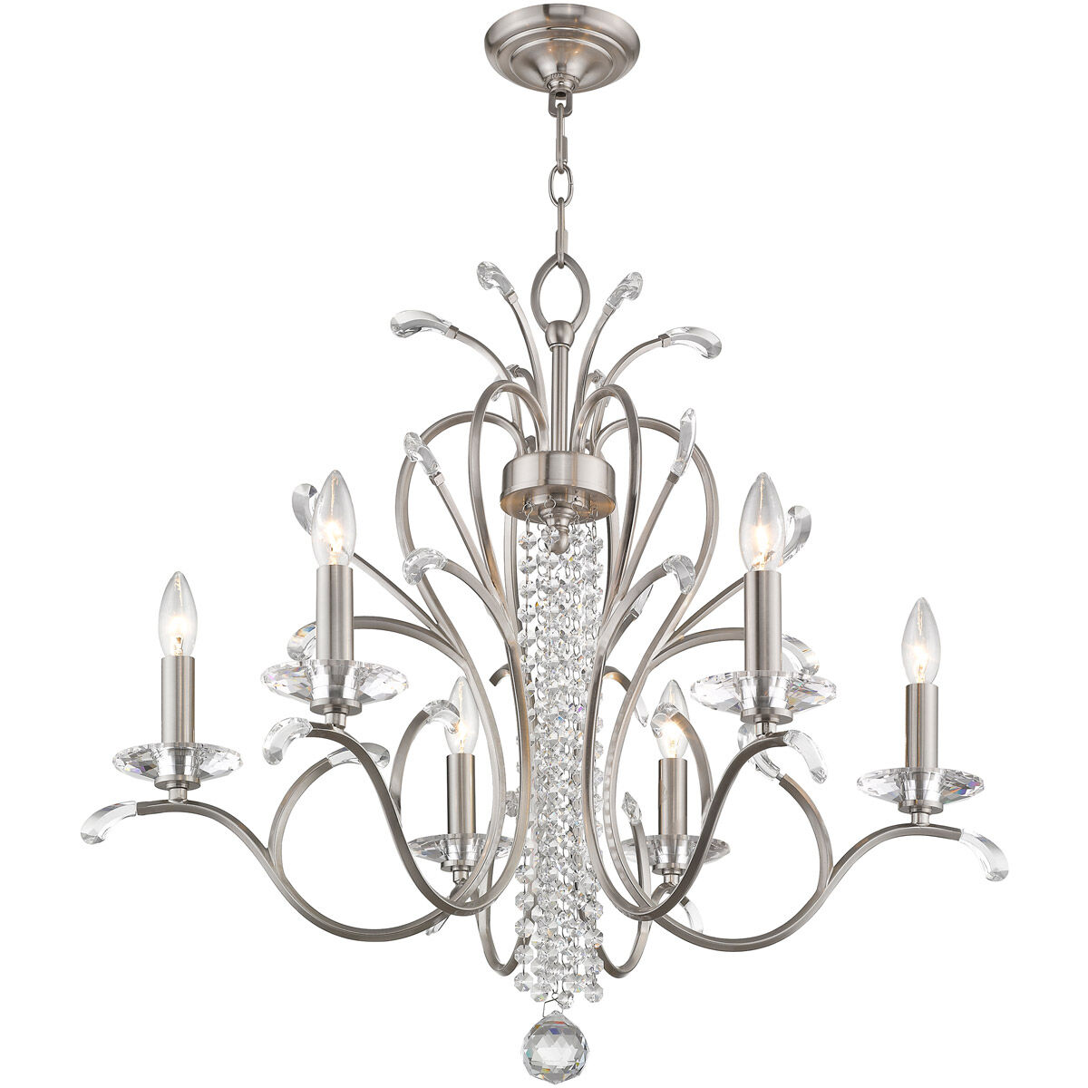 Serafina 6 Light 28 inch Brushed Nickel Chandelier Ceiling Light