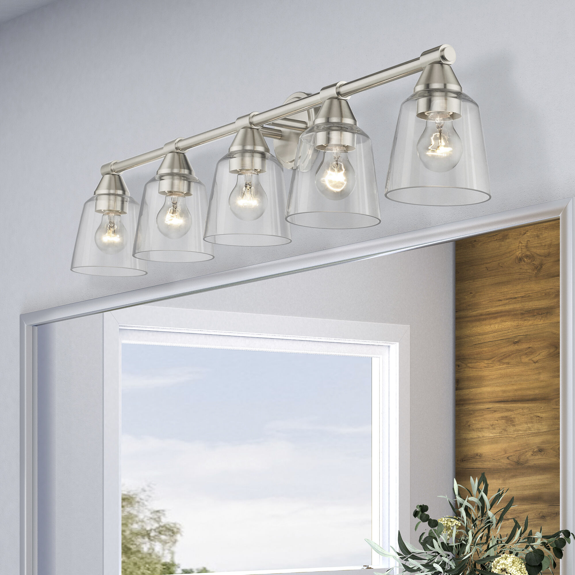 Catania 5 Light 42 inch Brushed Nickel Vanity Wall Sconce Wall Light, Large