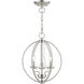 Arabella 3 Light 12 inch Brushed Nickel Convertible Mini Chandelier/ Semi-Flush Ceiling Light, Globe