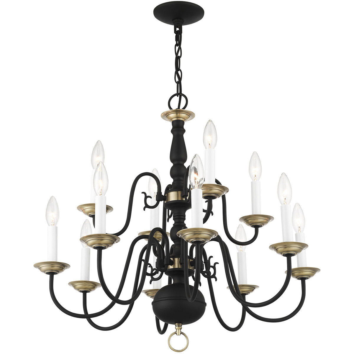 Williamsburg 12 Light 26 inch Black Chandelier Ceiling Light