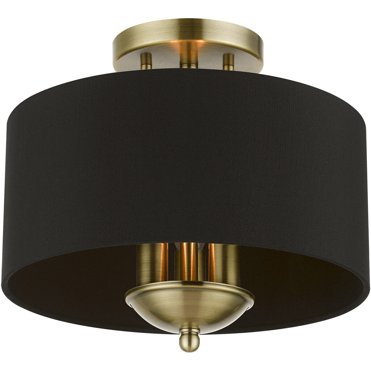 Huntington 3 Light 12 inch Antique Brass Semi-Flush Mount Ceiling Light
