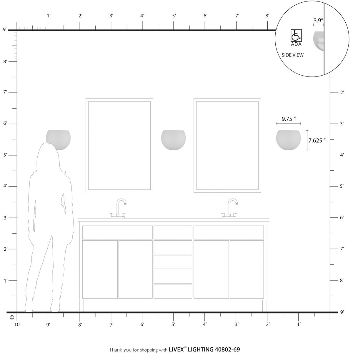 Piedmont 1 Light 10 inch Shiny White ADA Wall Sconce Wall Light