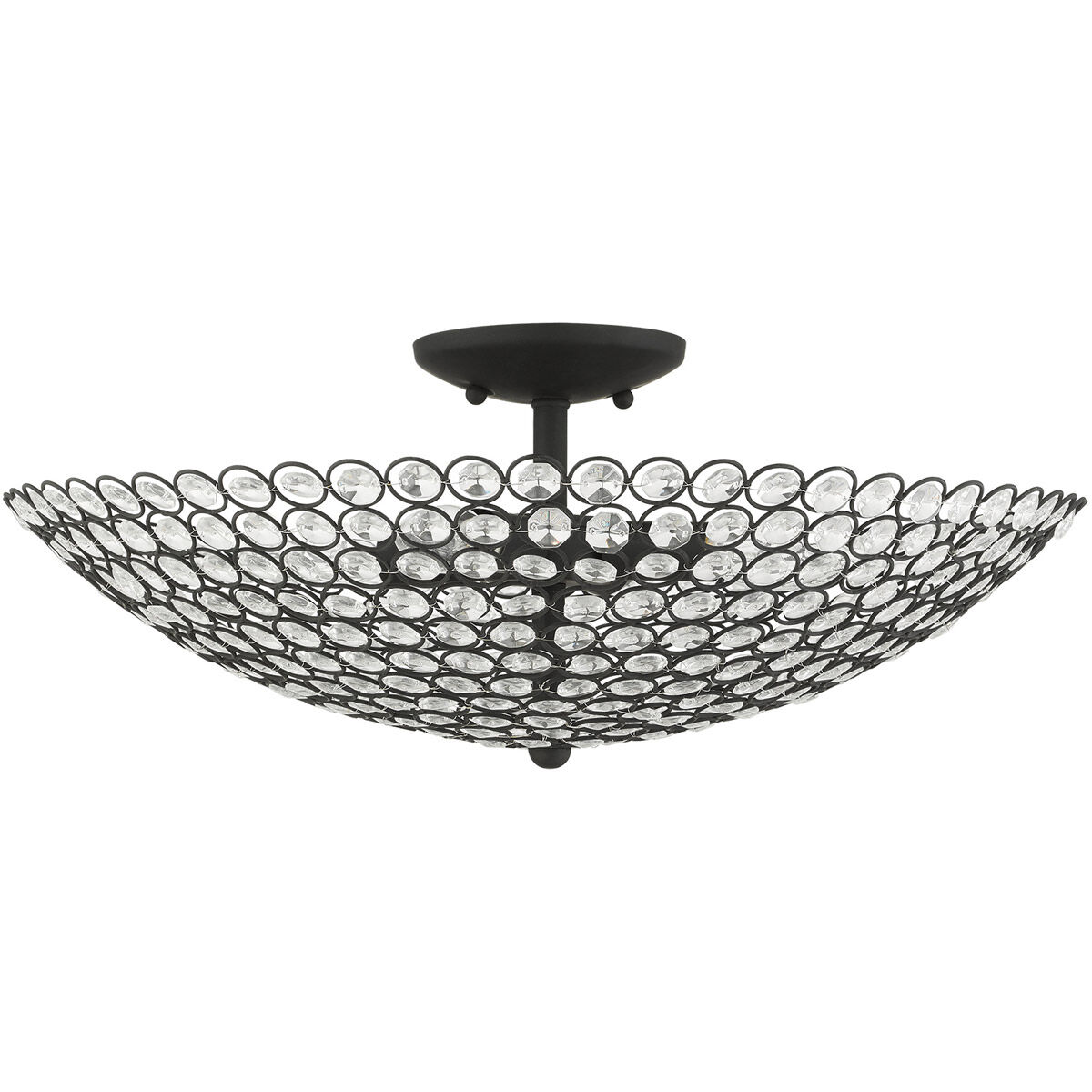 Cassandra 4 Light 20 inch Black Semi Flush Ceiling Light