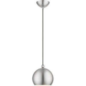 Stockton 1 Light 8 inch Brushed Nickel with Polished Chrome Accents Mini Pendant Ceiling Light, Globe