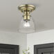 Montgomery 1 Light 5 inch Antique Brass Semi-Flush Ceiling Light, Petite