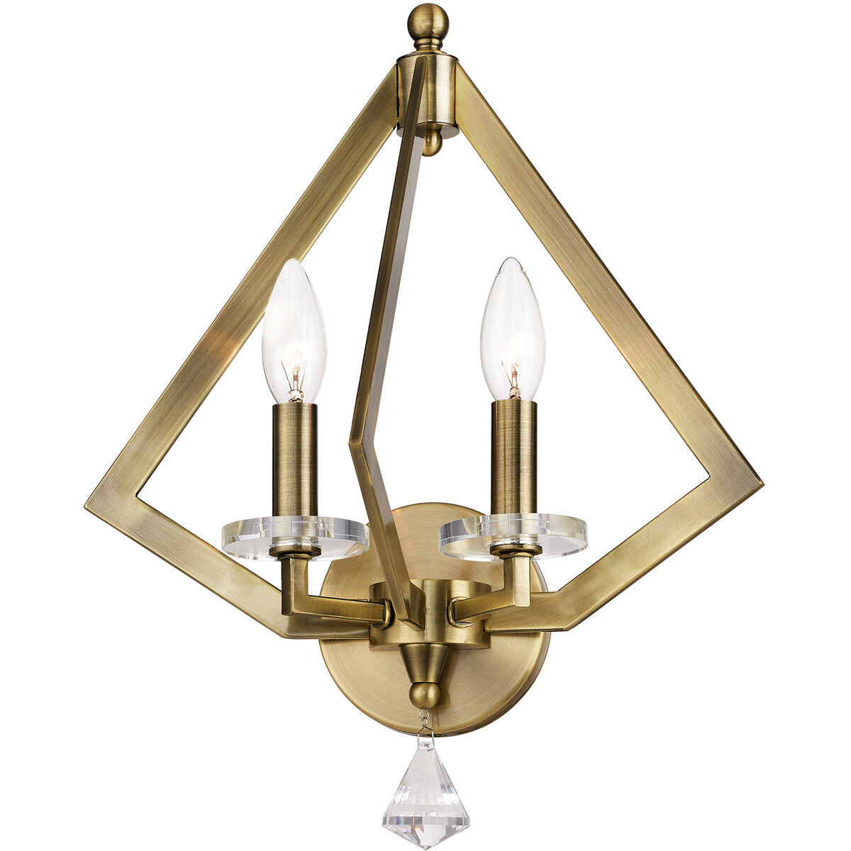 Diamond 2 Light 13 inch Antique Brass Wall Sconce Wall Light