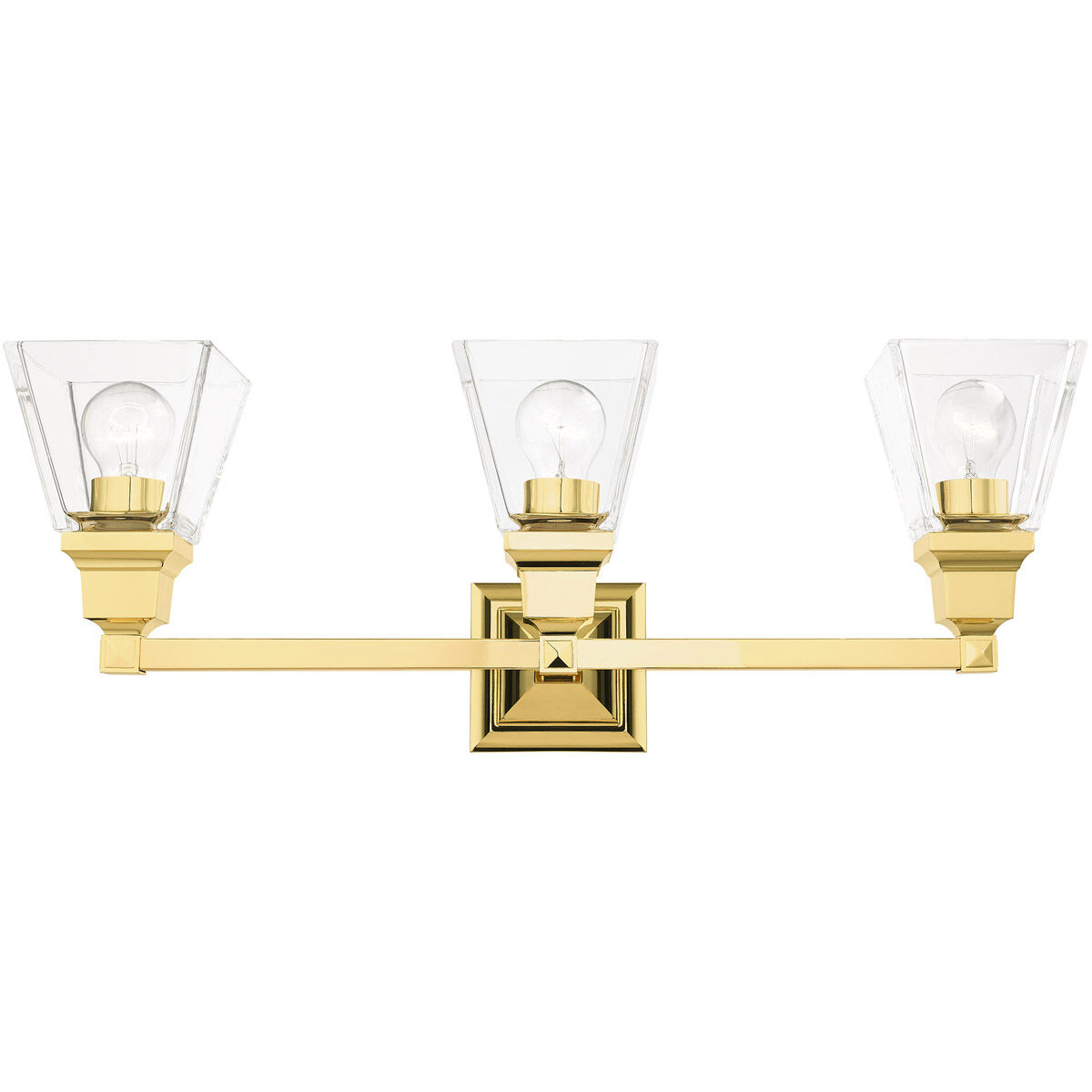 Mission 3 Light 25 inch Polished Brass Vanity Sconce Wall Light