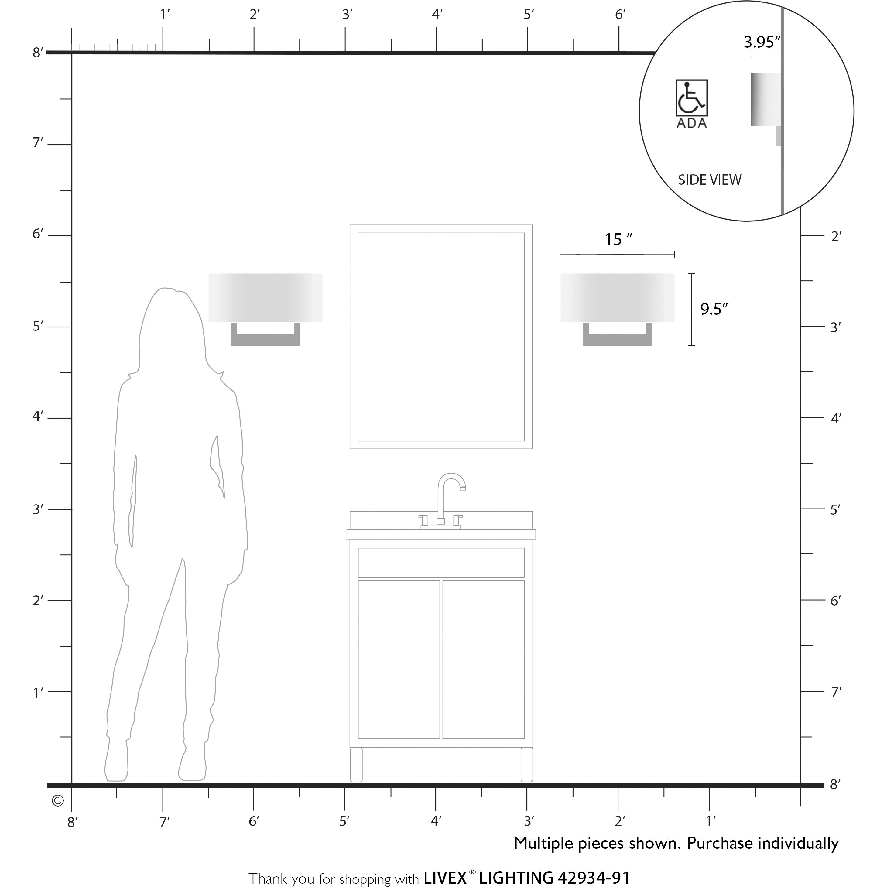 Allison 2 Light 15 inch Brushed Nickel ADA Wall Sconce Wall Light, Large