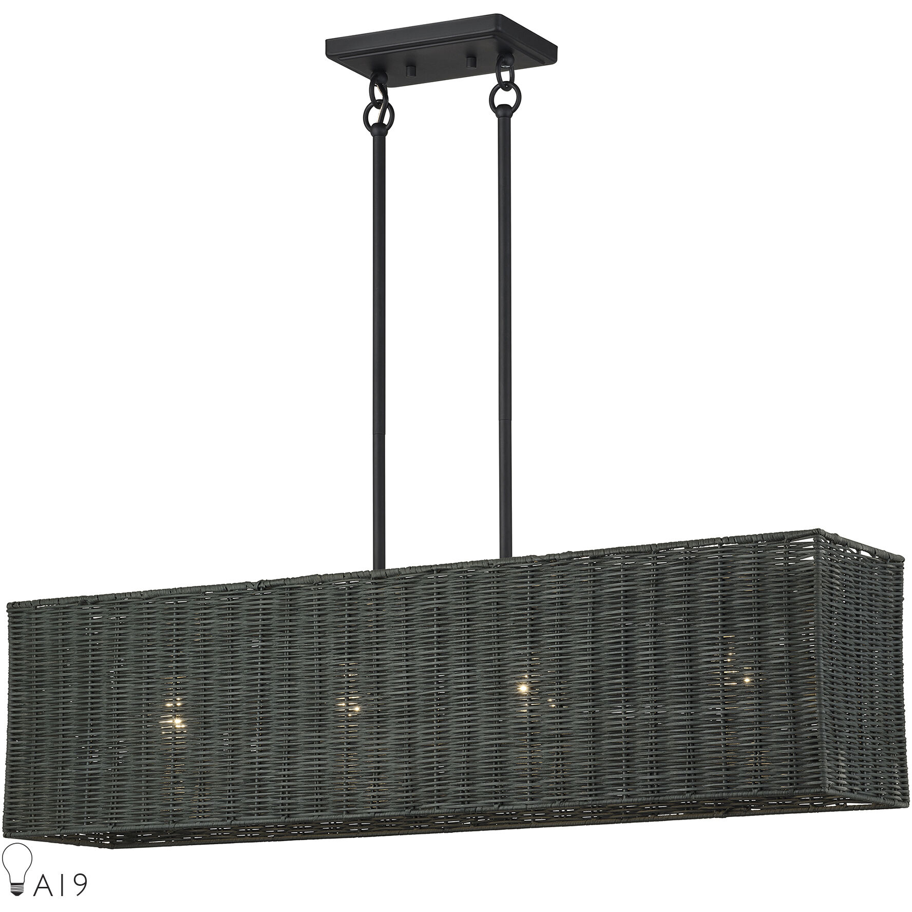 Weavington 4 Light 36 inch Black Linear Chandelier Ceiling Light, Large