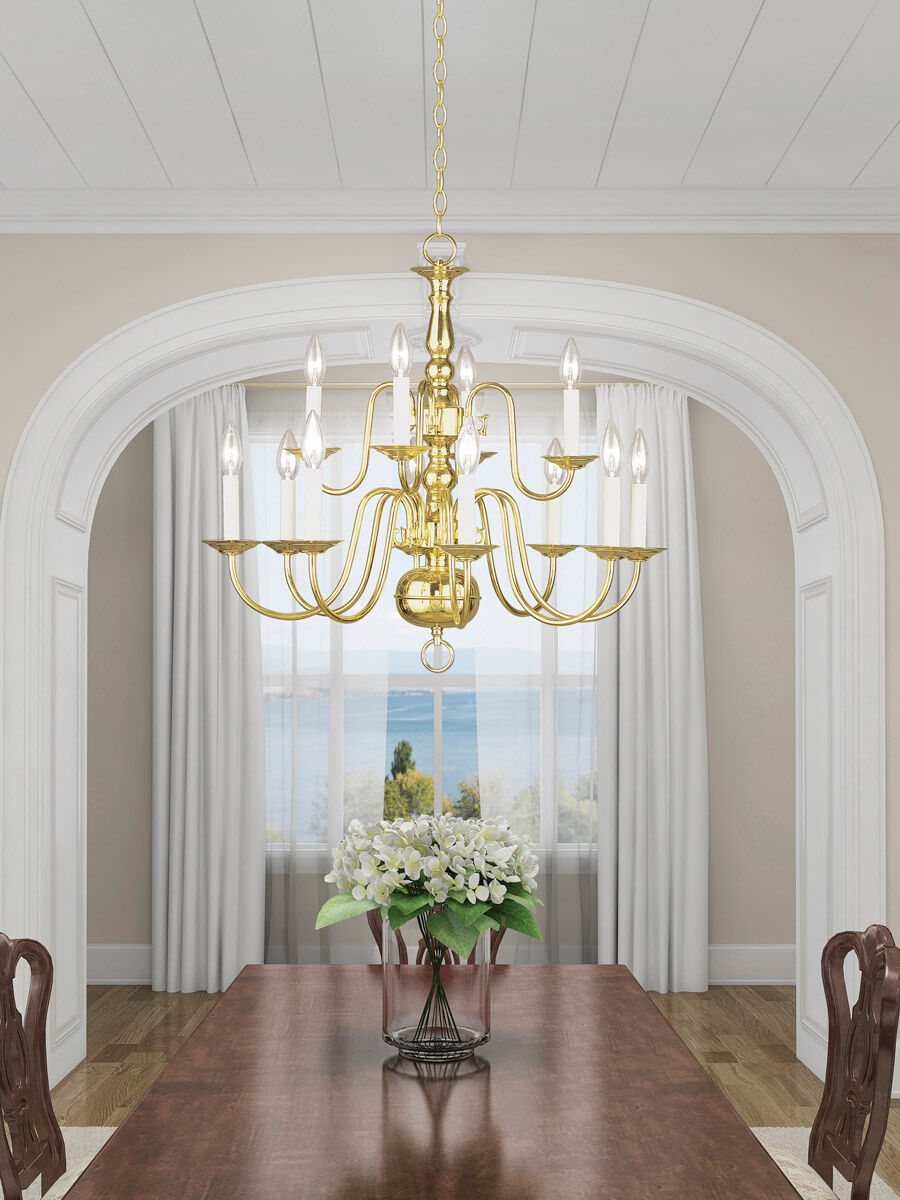Williamsburgh 12 Light 26 inch Polished Brass Chandelier Ceiling Light
