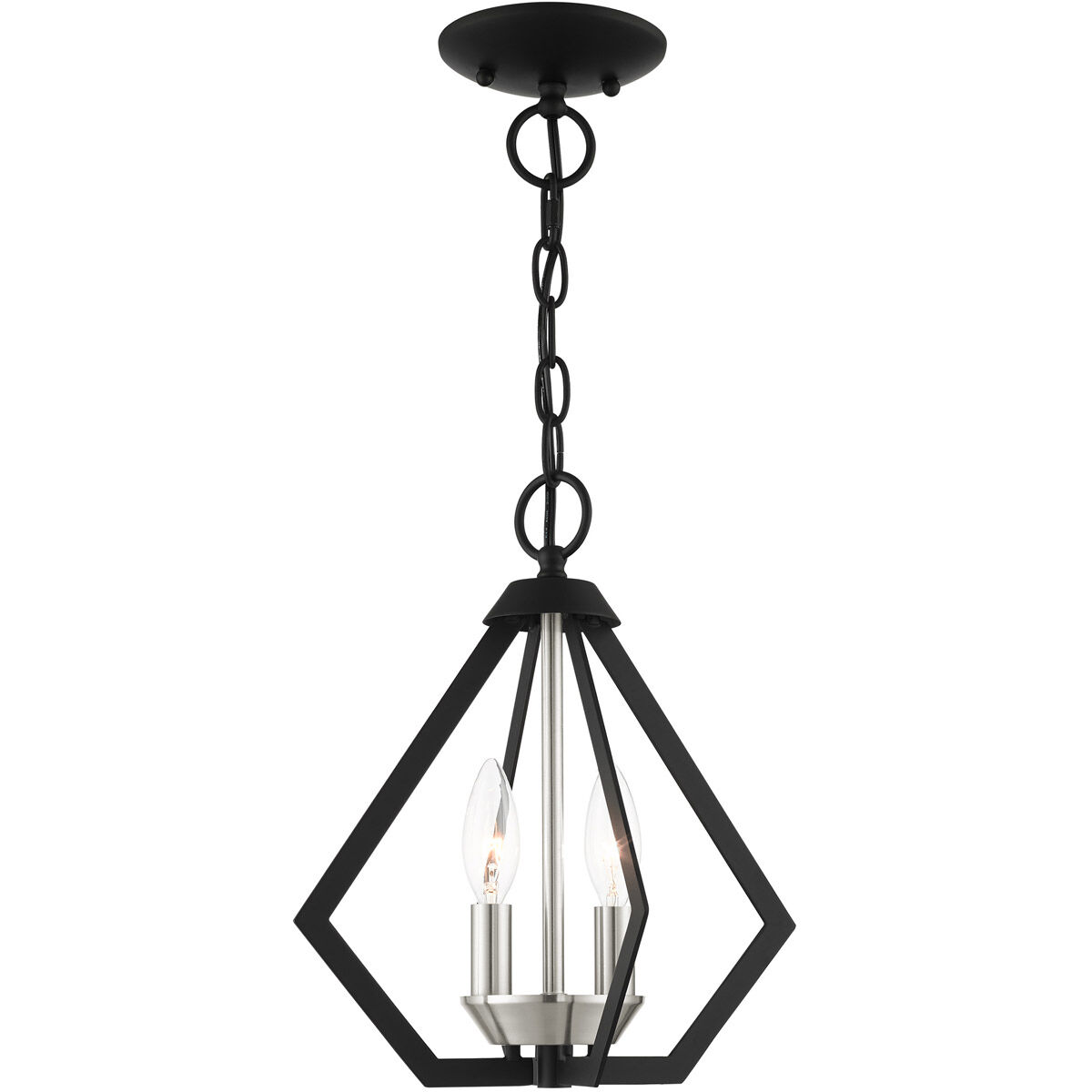 Prism 2 Light 11 inch Black with Brushed Nickel Cluster Convertible Semi Flush/Pendant Ceiling Light