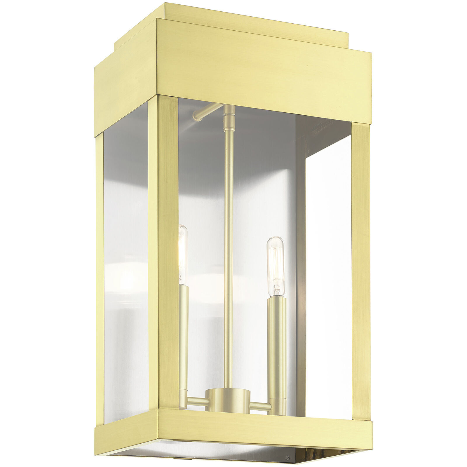 York 2 Light 19 inch Satin Brass Outdoor Wall Lantern