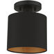 Sentosa 1 Light 7 inch Black Semi Flush Mount Ceiling Light