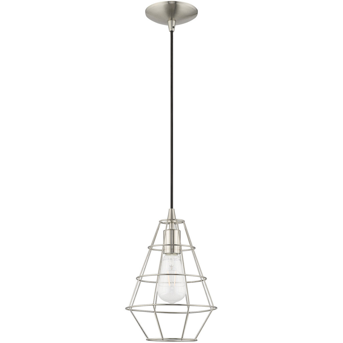 Geometric 1 Light 8 inch Brushed Nickel Mini Pendant Ceiling Light