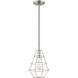 Geometric 1 Light 8 inch Brushed Nickel Mini Pendant Ceiling Light
