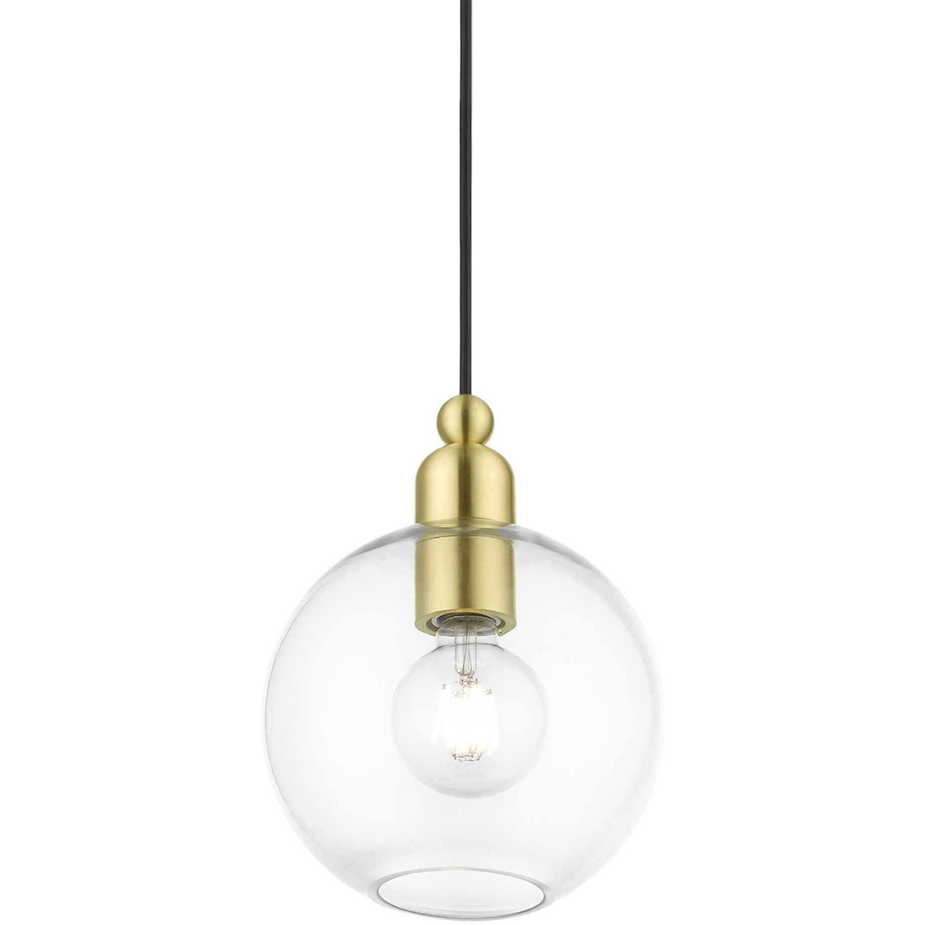 Downtown 1 Light 8 inch Satin Brass Pendant Ceiling Light, Sphere