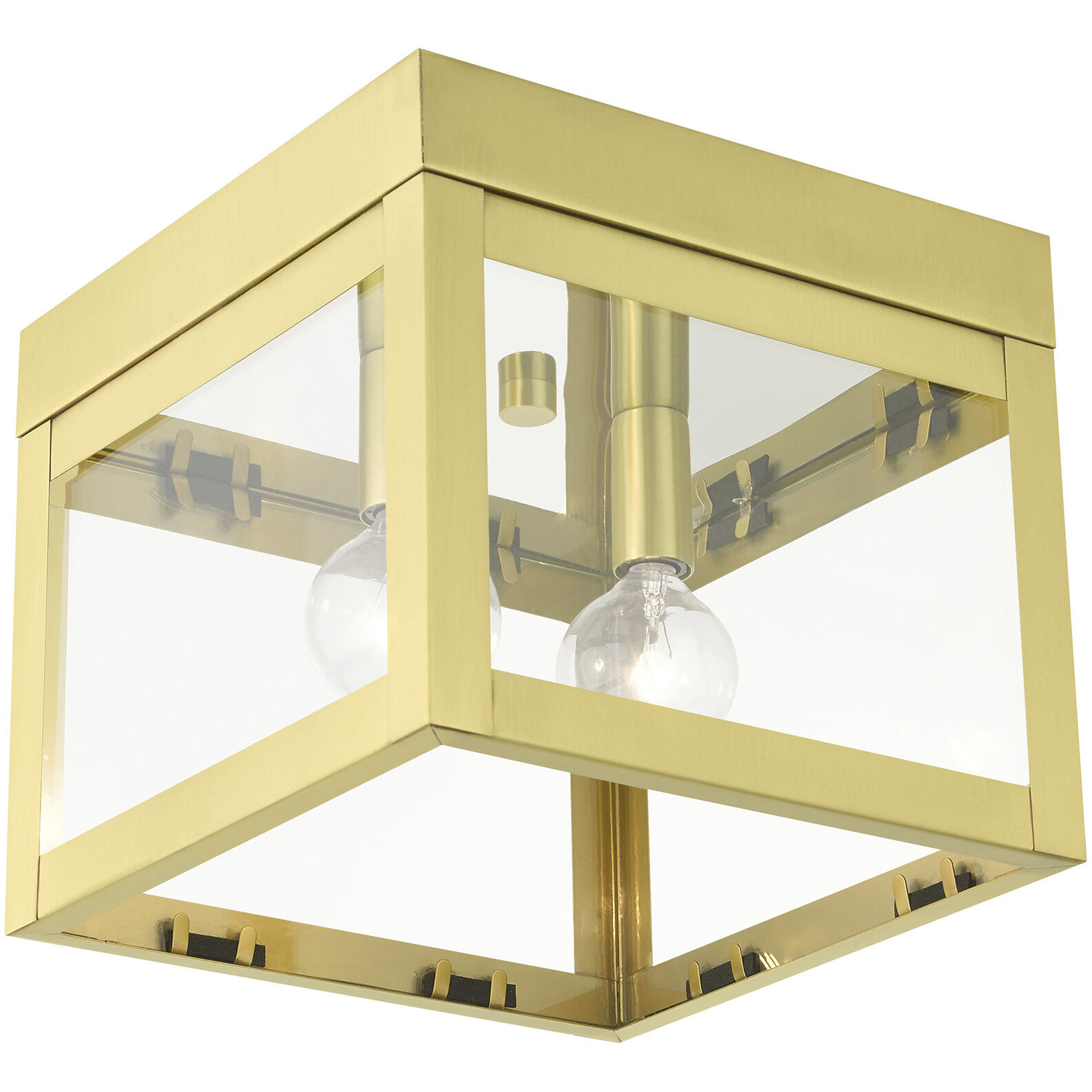 Nyack 2 Light 8 inch Satin Brass Flush Mount Ceiling Light