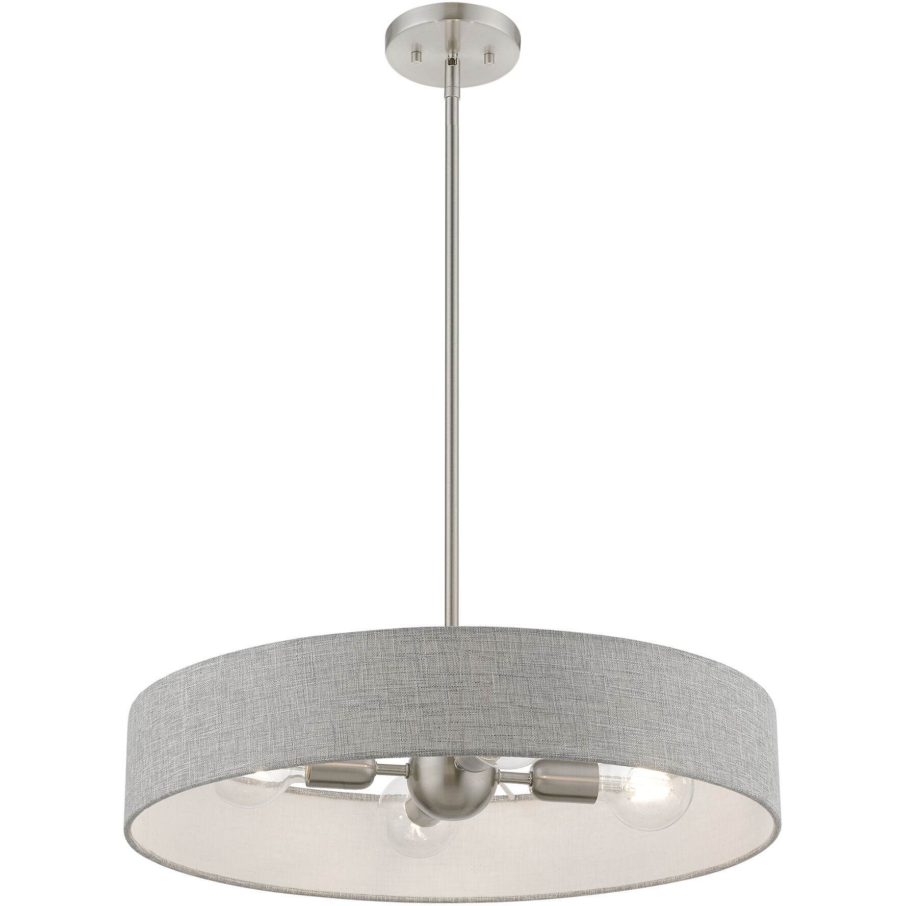 Elmhurst 4 Light 22 inch Brushed Nickel with Shiny White Accents Pendant Ceiling Light, Medium, Drum