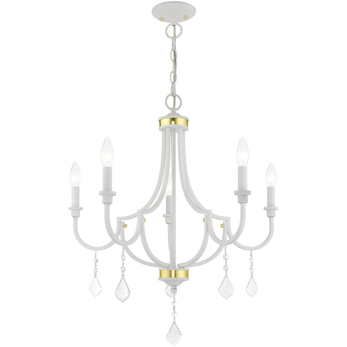 Glendale 5 Light 24.5 inch White Chandelier Ceiling Light