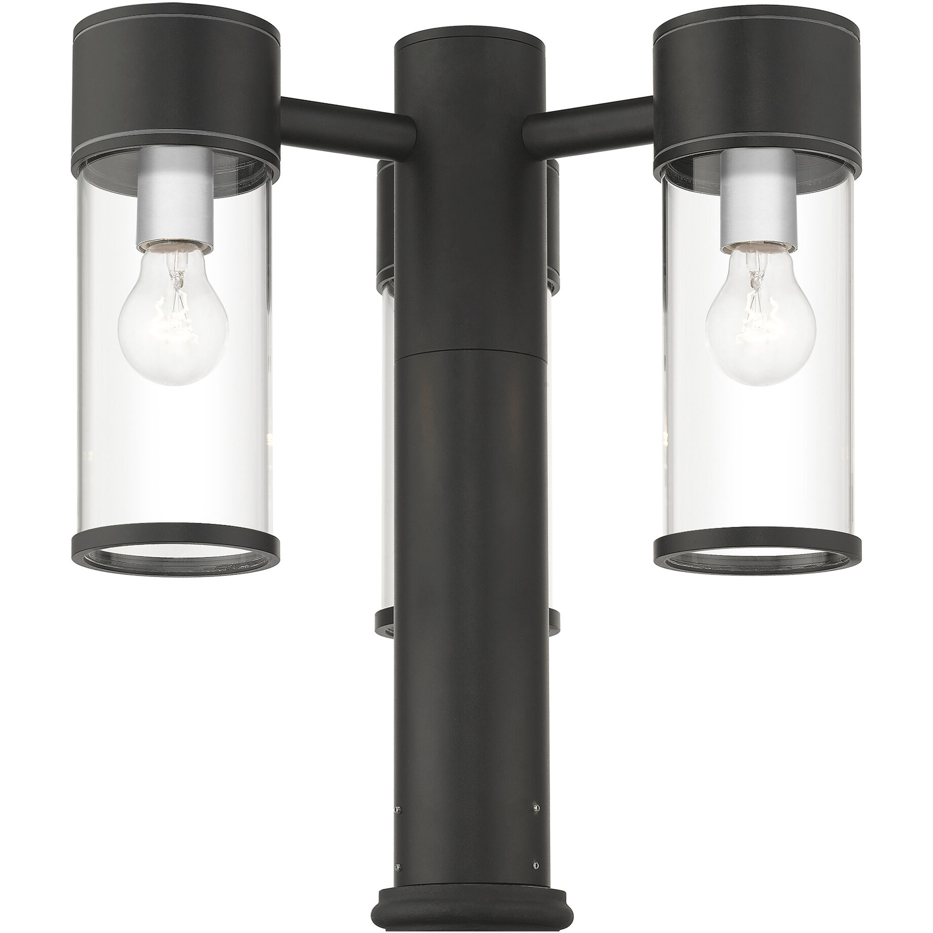 Atlantic 3 Light 18 inch Textured Black with Antique Silver Finish Accents Outdoor Extra Large Post Top Lantern