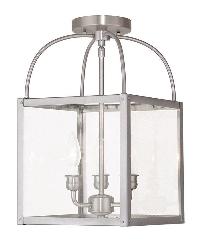 Milford 3 Light 10 inch Brushed Nickel Convertible Mini Pendant/Ceiling Mount Ceiling Light