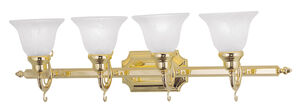 French Regency 4 Light 33 inch Polished Brass Bath Vanity Wall Light