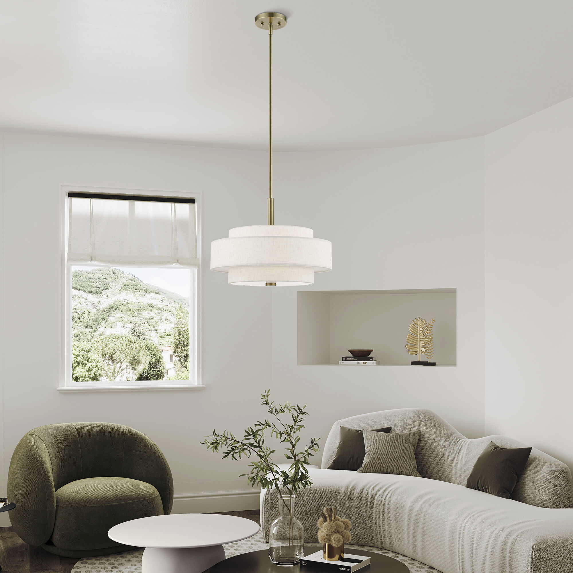 Monroe 4 Light 18 inch Antique Brass Pendant Chandelier Ceiling Light