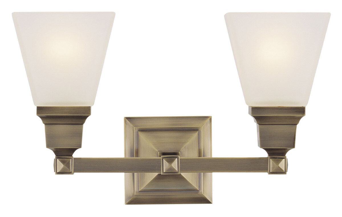 Mission 2 Light 15 inch Antique Brass Bath Vanity Wall Light
