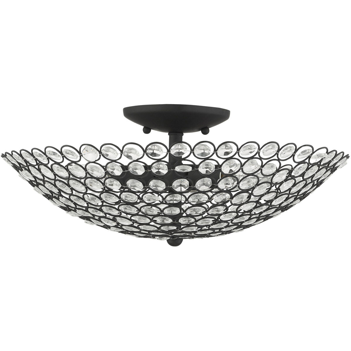 Cassandra 3 Light 16 inch Black Semi Flush Ceiling Light